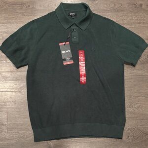 DKNY Men's Dark Green Polo Sweter